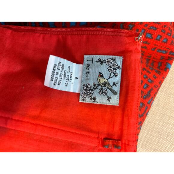 Tabitha by Anthropologie | Crosshatch Strapless Red/Blue Fit & Flare Dress | 6 - Picture 12 of 13